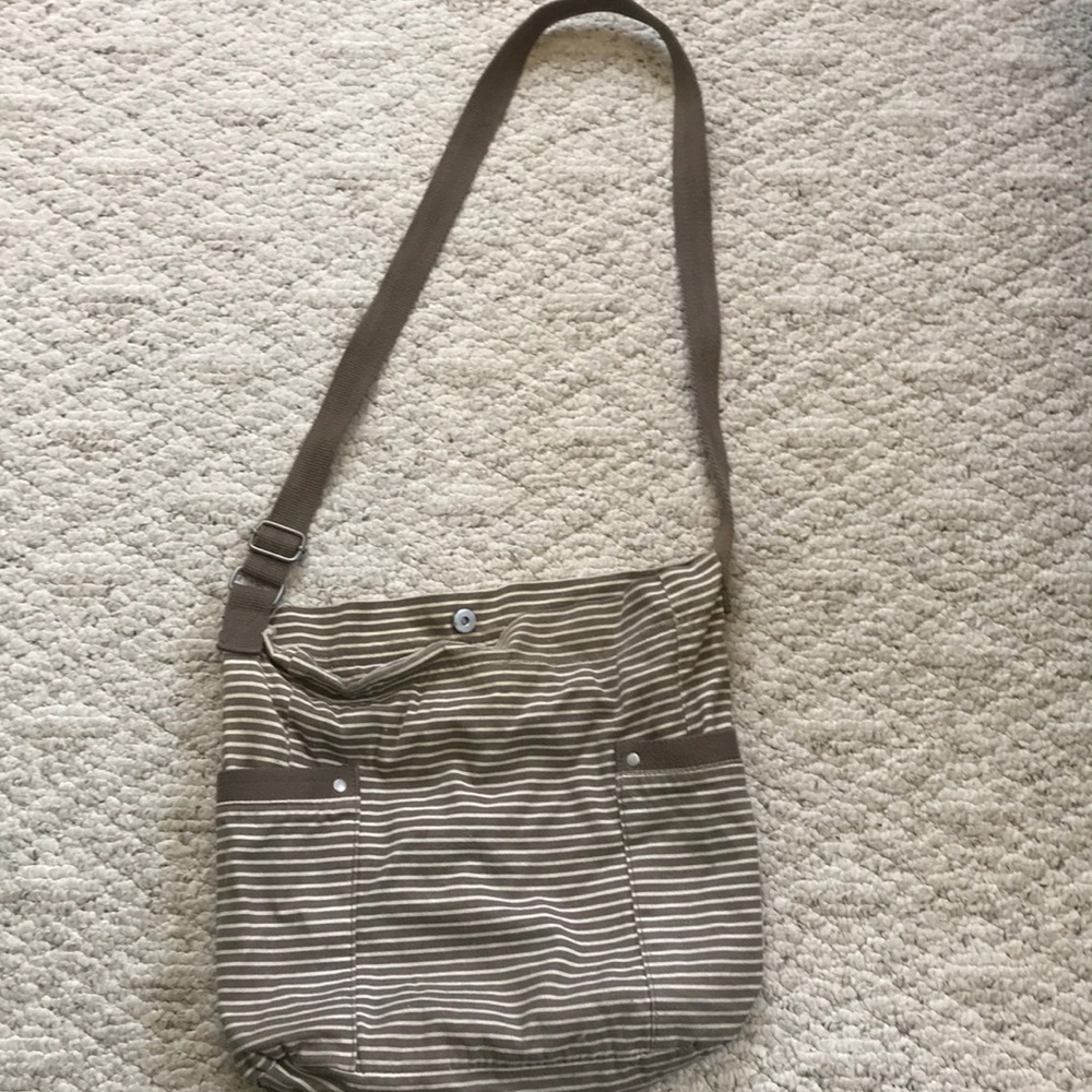 Brown and tan striped bag